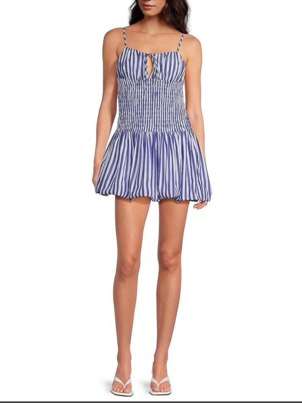 Smock bubble hem striped dress